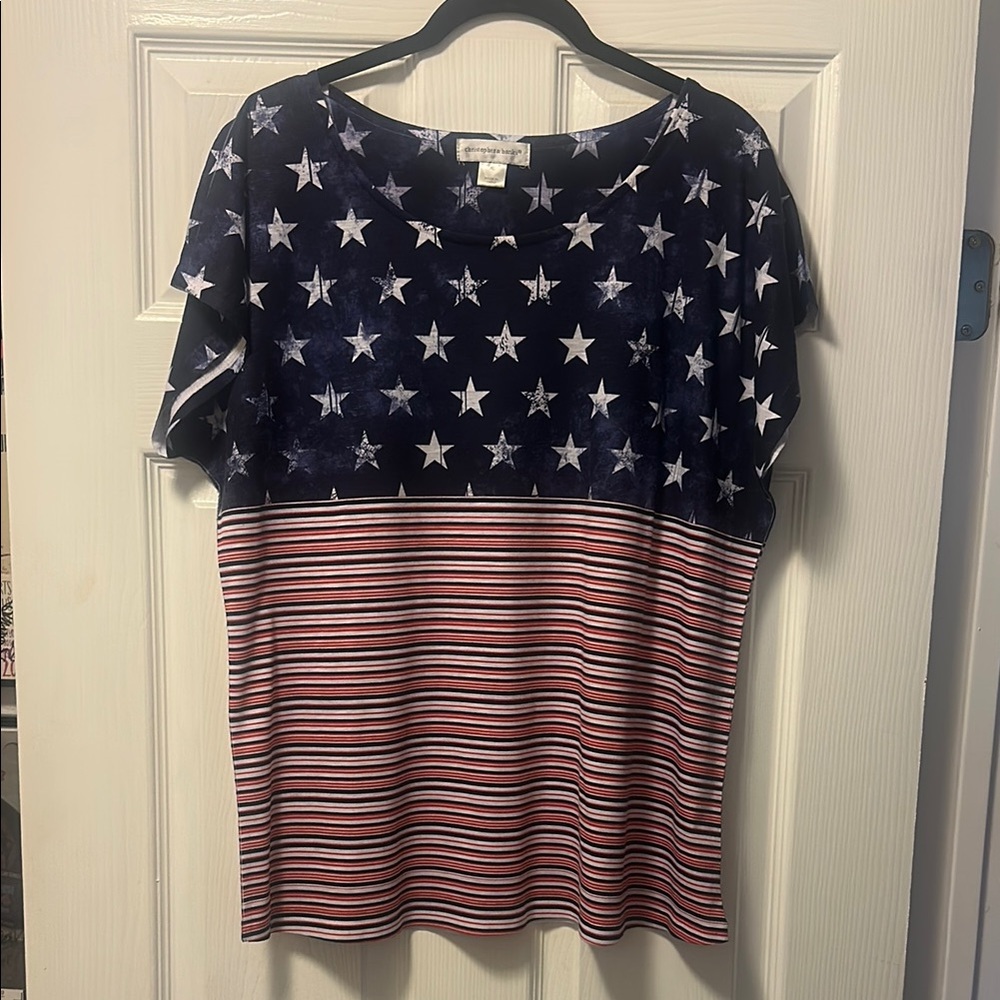 Christopher & Banks Red and White Boxy Short Sleeve Tee